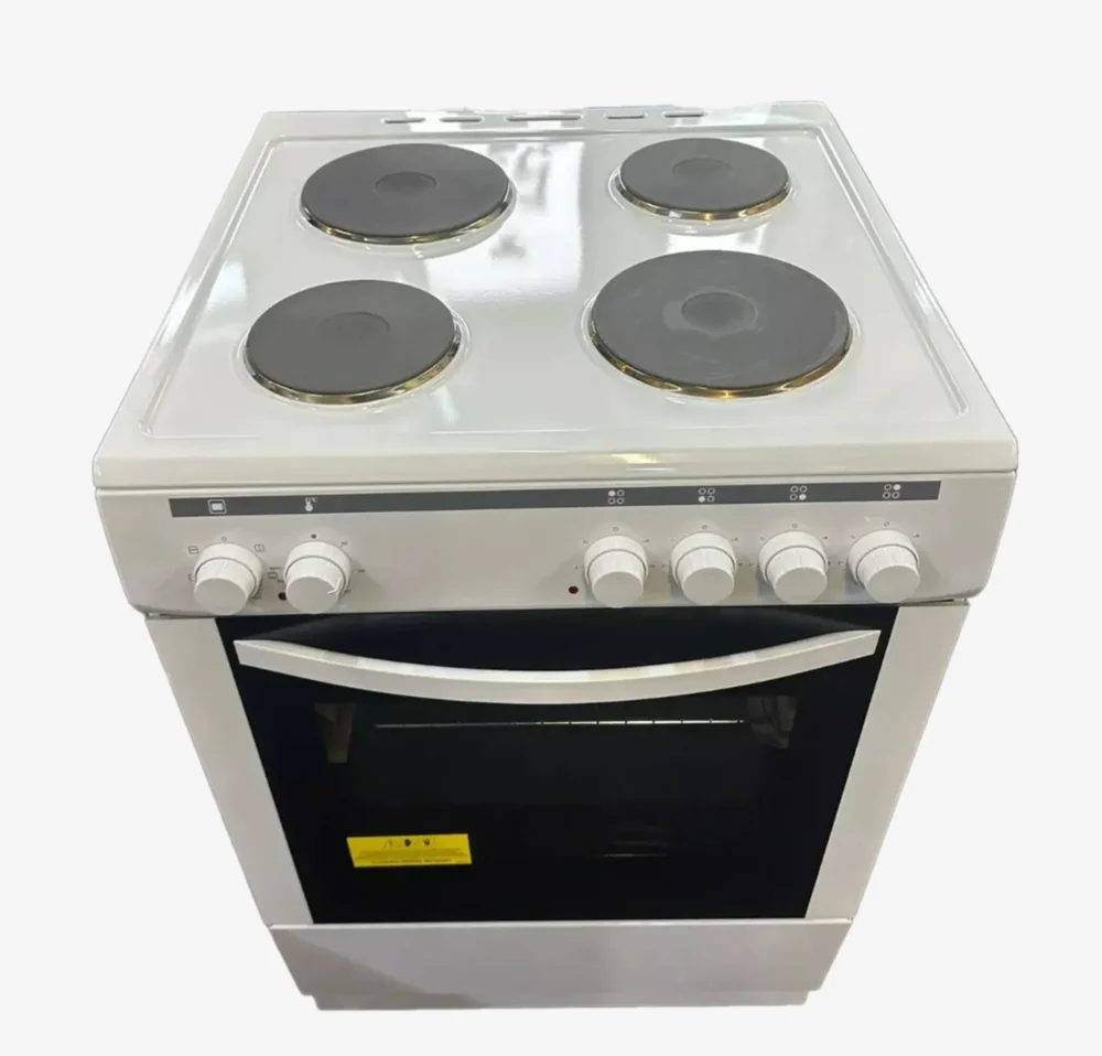 Essentials 60cm Electric Cooker With Electric Solid Plates In White CFSE60W18 - Image 1