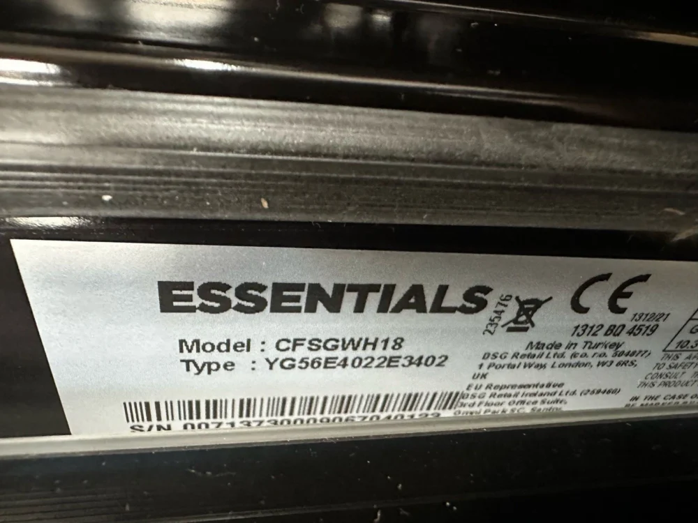 Essentials 50 cm Full Gas Cooker WIth Integrated Grill In White - CFSGWH18- EB24 - Image 8