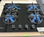 Candy 60cm Tempered Glass Gas Hob With Cast Iron Supports In Black - CDK6GR4PBB - Image 6