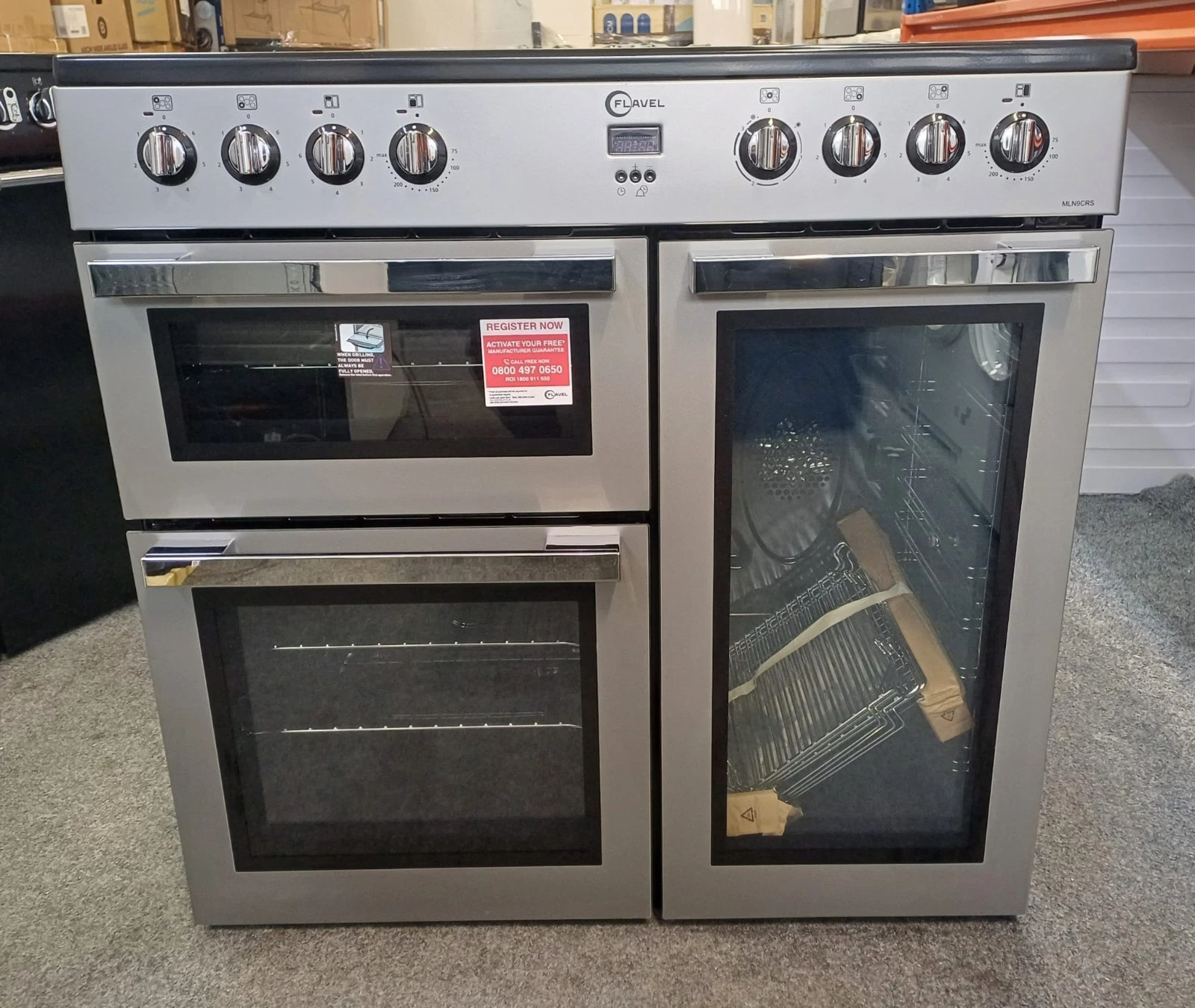 s-l1600 - 2025-11-27T152432.461 Flavel 90cm Electric caremic Range Cooker in silver crome MLN9CRS - Image 1