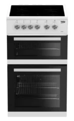 Beko 50cm Freestanding Double Oven Electric Cooker In White - KDVC563A