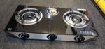 N.J NGB-S3 Black Glass 3 Burners Gas Stove