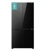 HISENSE KitchenFit RQ768N4GBE Fridge Freezer – Black Glass