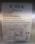 CDA EKPK90SS 90cm Curved Glass Island Hood with LED Edge Lighting - Image 10